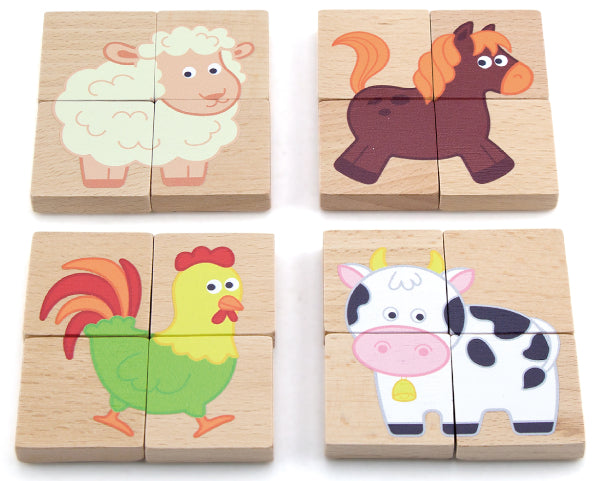 סט 8 פאזלים מגנטיים מעץ - חיות