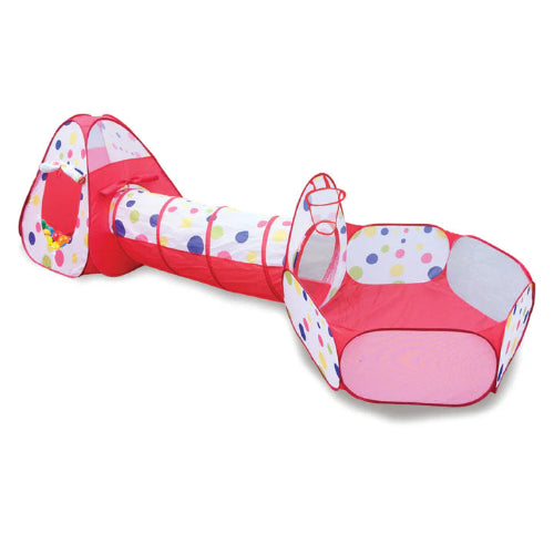 אוהל משחק עם מנהרה, סל, בריכת כדורים ו- 50 כדורים צבעוניים