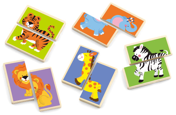 פאזל התאמת חיות חצי-חצי 36 חלקים מעץ מלא